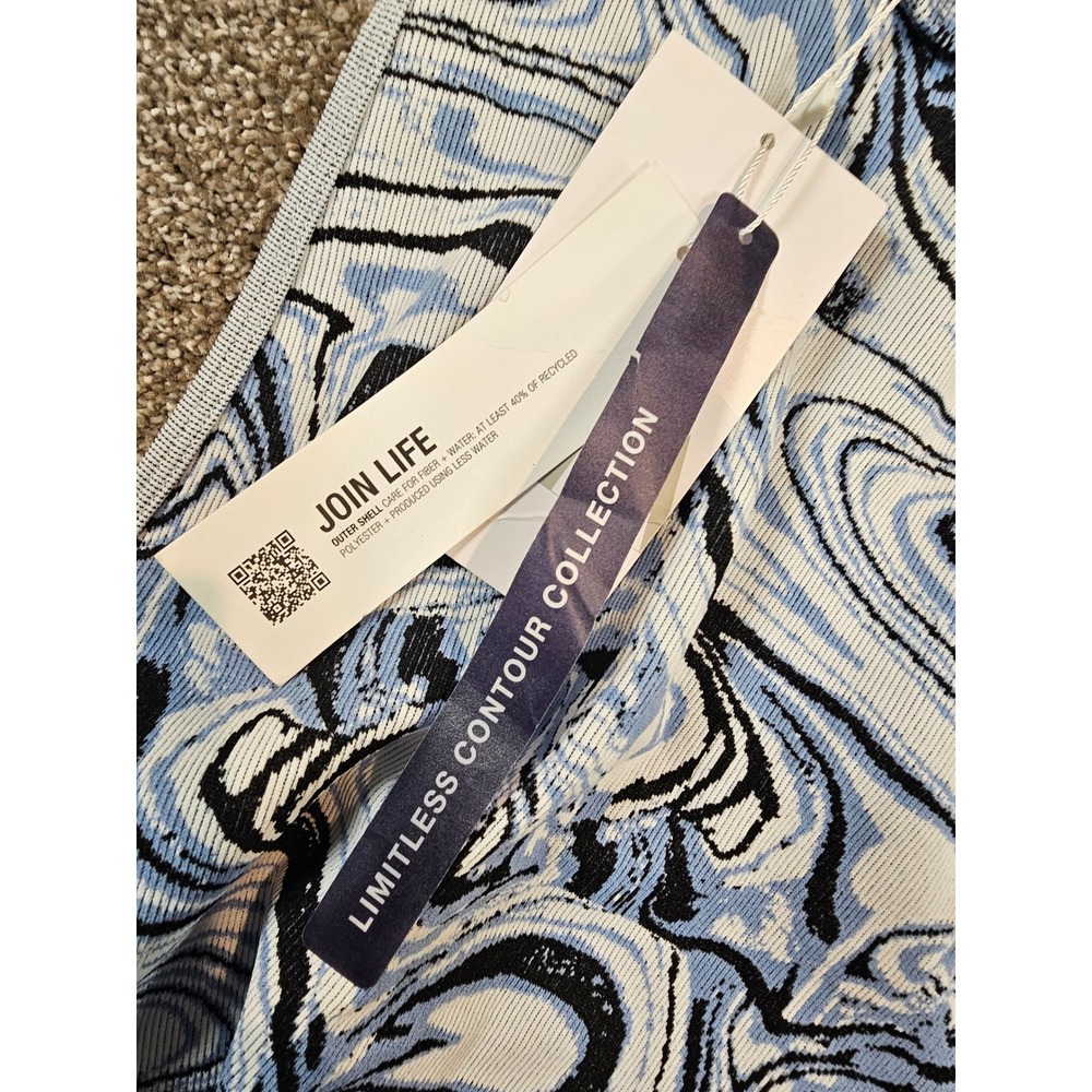 Zara Limitless Contour Blue Marble Swirl Ribbed Knit Midi Dress XS-S - Picture 11 of 13